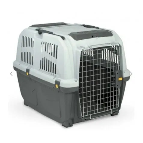 Transportín plegable para perros y gatos de la marca Happy Pets LS, estructura ligera y resistente, ideal para viajes con mascotas.