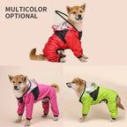 Abrigo impermeable para perros de la marca Happy Pets LS, con capucha y costuras selladas, ideal para lluvias y clima húmedo.