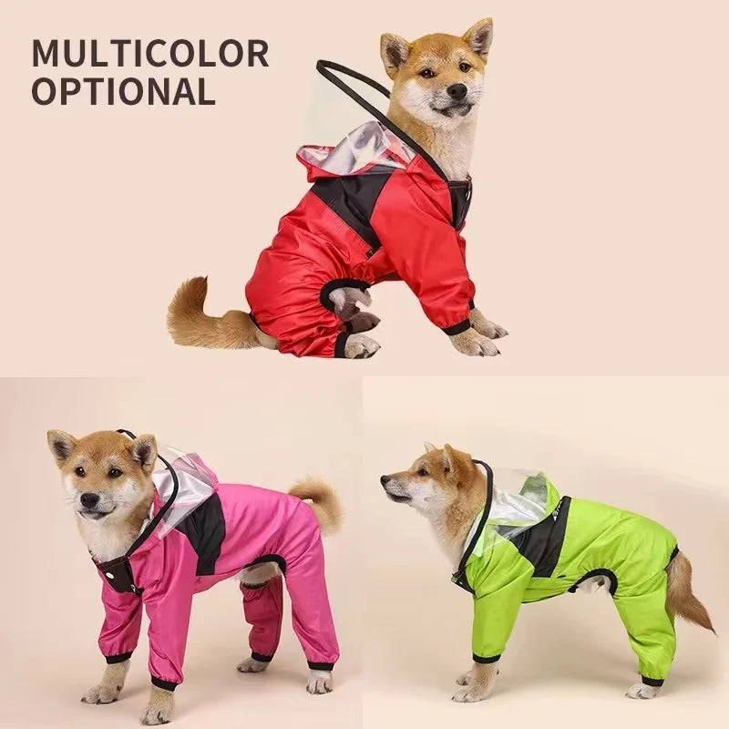 Abrigo impermeable para perros de la marca Happy Pets LS, con capucha y costuras selladas, ideal para lluvias y clima húmedo.